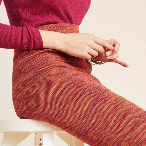 Anthro Maeve Persimmon Space-Dyed Midi Skirt - Picture 3 of 4